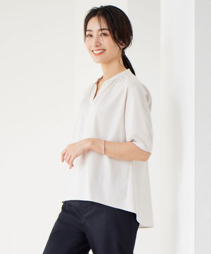 【接触冷感】プレーティングジャージー ペプラム カットソー