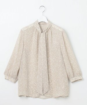  【洗える】ウェーブパターンプリント ブラウス