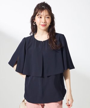  【洗える】ケープフレアスリーブ ブラウス