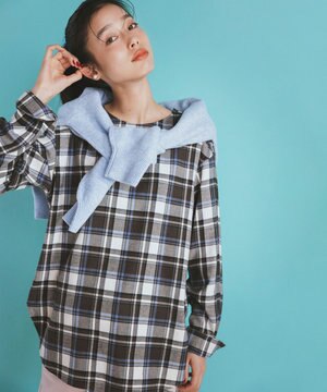  【洗える】CANCLINI メルトン チェック ブラウス