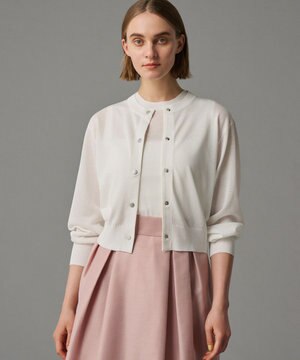  【手洗い可】シアー ニットカーディガン（uncrave STANDARD）