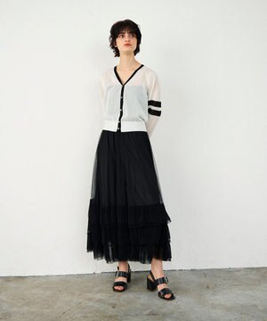  ラインVネックニットカーディガン