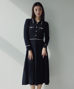  BI-COLOR KNIT DRESS ニットドレス