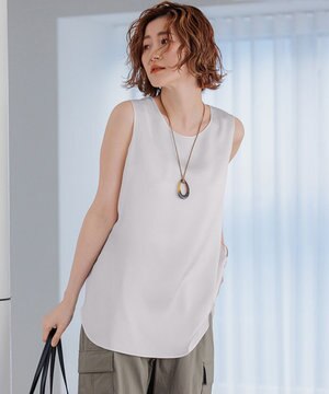  【洗える】サテン タンクトップ