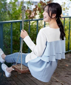  【洗える】バックフレアダイバープルオーバー