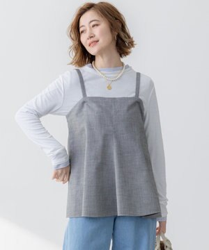  【洗える】スラブツイードストレッチ キャミソール ブラウス