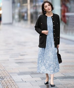  【XSサイズ～/洗える】グラデーションフラワープリント ワンピース