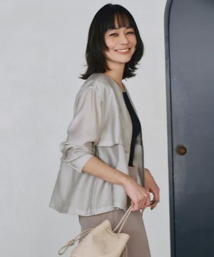  【接触冷感・速乾・洗える】 リヨセルナイロンワッシャー ノーカラーブルゾン