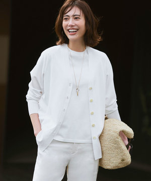 レーヨンポリエステルストレッチ Vネック カーディガン