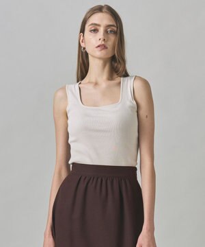  【洗える】【OUR WACOAL コラボ】カップイン スクエアネック タンクトップ