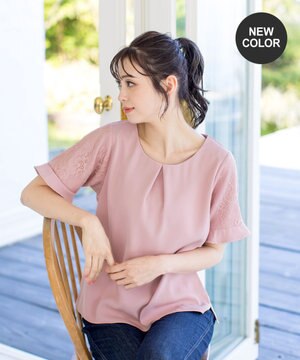  【新色追加・洗える】体型カバーも叶うレーススリーブブラウス