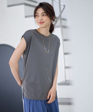  【汗ジミ防止加工】シルケットスムースノースリーブプルオーバー