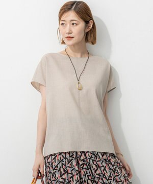  【洗える】トリアセスラブストレッチ フレンチスリーブ ブラウス