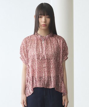  【WOMEN】オリジナルタイルプリント ブラウス