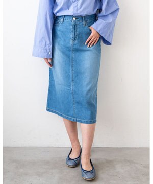 【洗える/軽量】FS 3/4丈 デニムスカートⅡ