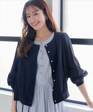 【洗える】パールボタンシアーブルゾン