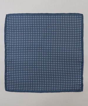  首にも巻ける【2WAY/日本製】シルク100% ポケットチーフ（チェック柄）