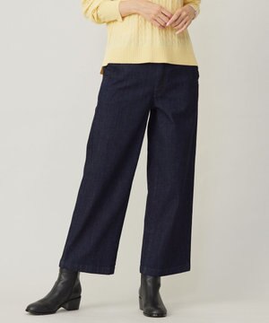 【洗える】9ozストレッチ デニム ワイド パンツ