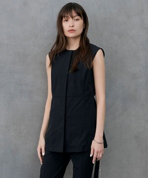  【接触冷感・UVカット・撥水・洗える】 プルーフ4WAYタフタ ジレブラウス