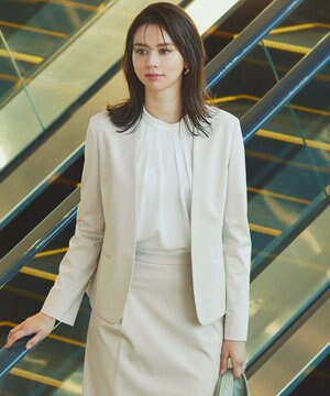  【セットアップ対応/洗える】ストレッチポンチ ノーカラー ジャケット