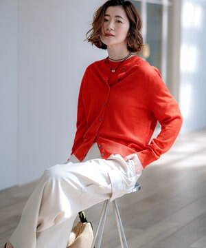 【見上愛さん着用】ピュアリネンハイゲージ カーディガン