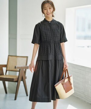  エンブロイダリーレース シャーティング ワンピース