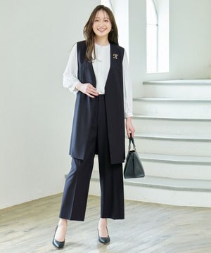  【洗濯機可/ストレッチ/ウエストゴム/セットアップ可】イージーケアワイドパンツ