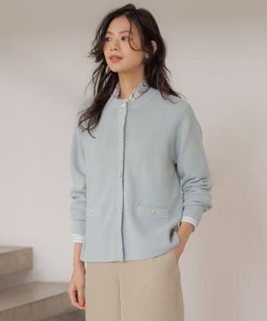  ORGANIC GASS COTTON クルーネック カーディガン