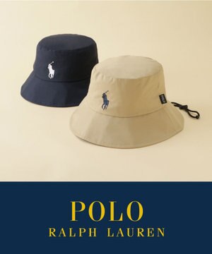  【WEB限定/遮光/撥水】POLO RALPH LAUREN 晴雨兼用 バケットハット ／つば遮光生地 レインハット あご紐