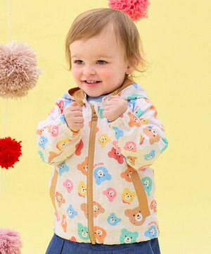  【80-120cm】カラフルビーンズ 総柄ウインドブレーカー