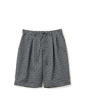  【HIGH GRADE LINE】カスリシェブロンジャガード　ドロスト付ワイドショートパンツ / WAVE 2TUCK SHORTS