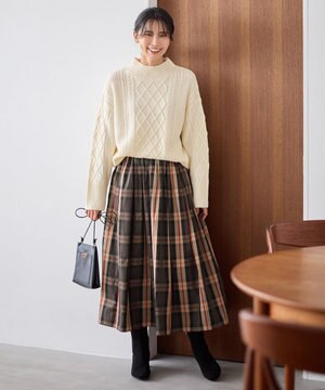  【ウエストゴム】ビックチェックタフタスカート