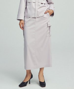  【洗える】ウォームサテン カーゴスカート