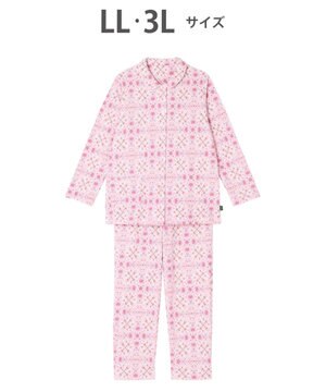  ワコール_リラックス＆スリープ パジャマ 長袖 長ズボン 綿混(本体) ダブルジャカード素材 上下セット 前開き S~3L 大きいサイズ ミントン NDW423 /ワコール