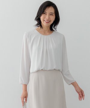  【洗える】シルキーデシン ボールチェーン カットソー