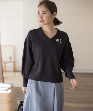  【8色展開・手洗い可】ウールカシミヤミックス Vネックニット