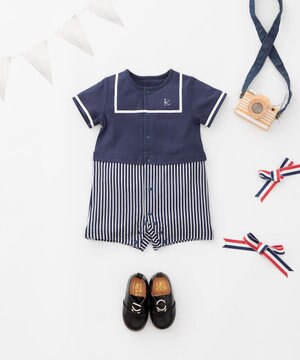  【70cm】セーラーボーダー ロンパース