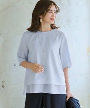  【新色追加/Oggi掲載】ストレッチジョーゼット シアーコンビ カットソー