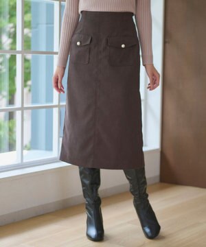  【洗える】フラップポケット スカート