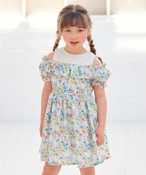  オンオフショルダー ガーリー ワンピース