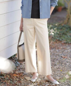  【セットアップ対応・洗える】セルロースリネンストレッチ ワイド パンツ