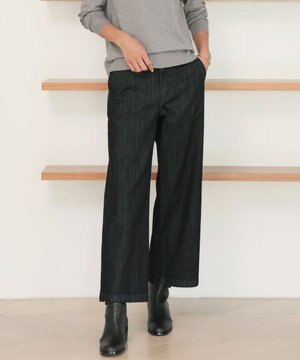  【洗える】9ozストレッチ デニム ワイド パンツ
