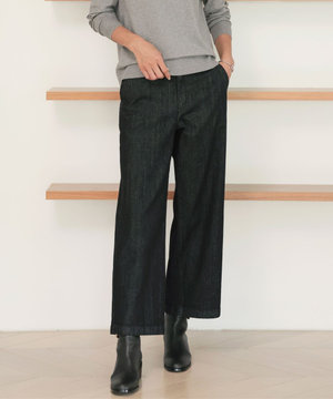 【洗える】9ozストレッチ デニム ワイド パンツ