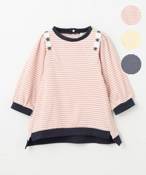  【90-100㎝】リボンボーダー トップス