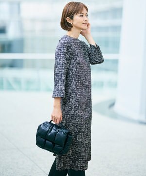  プリントジャガードストレッチ  ワンピース