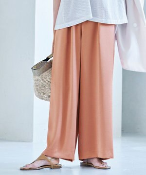 【洗える】リラックス サテン パンツ