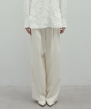  【洗える】STEVIA / ウール混タックワイドパンツ