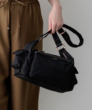 ナイロン サイドポケット ショルダーバッグ