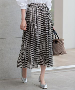  【洗える】Ratti コラージュプリント ギャザースカート