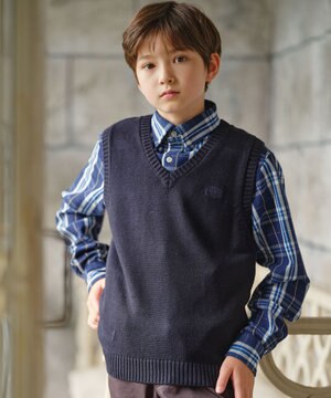  【140-170cm】ロゴ入りニット ベスト